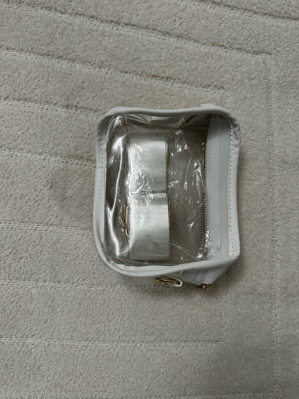 Source Unknown Clear White Crossbody Bag with Gold Hardware